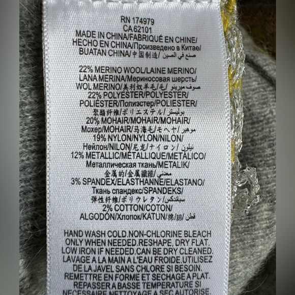 BCBG MAXAZRIA Mixed Intarsia Metallic Turtleneck Sweater Women’s Sz L Casual - Picture 8 of 10